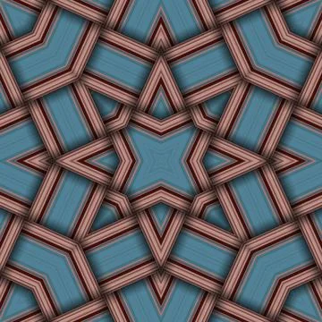 Seamless woven star pattern of stripes and lines. Square abstract pattern. Illustrazione stock
