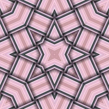 Seamless woven star pattern of stripes and lines. Square abstract pattern. Stock Illustration
