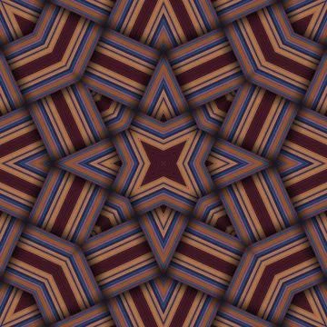 Seamless woven star pattern of stripes and lines. Square abstract pattern. Stock Illustration