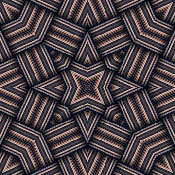 Seamless woven star pattern of stripes and lines. Square abstract pattern. Stock Illustration