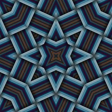 Seamless woven star pattern of stripes and lines. Square abstract pattern. Illustrazione stock