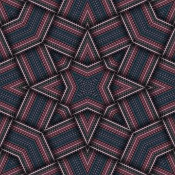 Seamless woven star pattern of stripes and lines. Square abstract pattern. Stock Photos