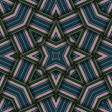 Seamless woven star pattern of stripes and lines. Square abstract pattern. Stock Photos