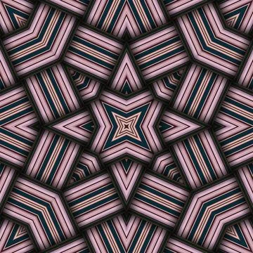 Seamless woven star pattern of stripes and lines. Square abstract pattern. Stock Photos