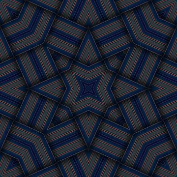Seamless woven star pattern of stripes and lines. Square abstract pattern. Stock Photos