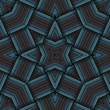 Seamless woven star pattern of stripes and lines. Square abstract pattern. Stock Photos