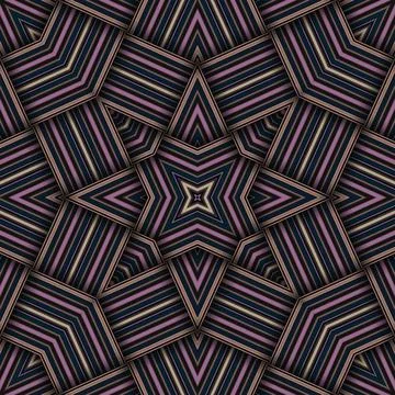 Seamless woven star pattern of stripes and lines. Square abstract pattern. Stock Photos