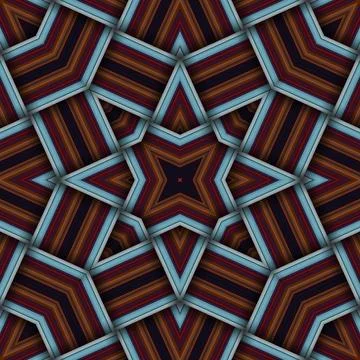 Seamless woven star pattern of stripes and lines. Square abstract pattern. Stock Photos