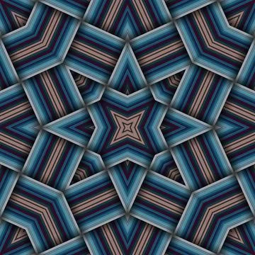 Seamless woven star pattern of stripes and lines. Square abstract pattern. Stock Photos