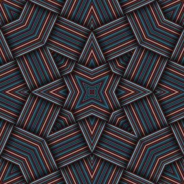 Seamless woven star pattern of stripes and lines. Square abstract pattern. Stock Photos