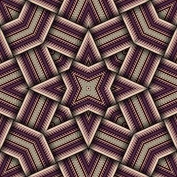 Seamless woven star pattern of stripes and lines. Square abstract pattern. Stock Photos