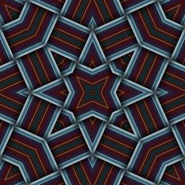 Seamless woven star pattern of stripes and lines. Square abstract pattern. Stock Photos