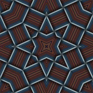 Seamless woven star pattern of stripes and lines. Square abstract pattern. Stock Photos