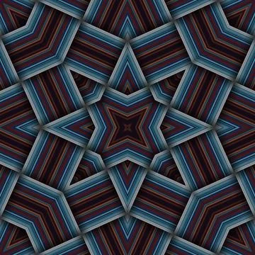 Seamless woven star pattern of stripes and lines. Square abstract pattern. Stock Photos