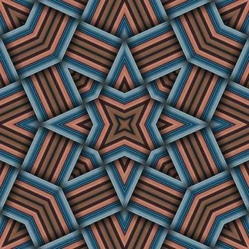Seamless woven star pattern of stripes and lines. Square abstract pattern. Stock Photos