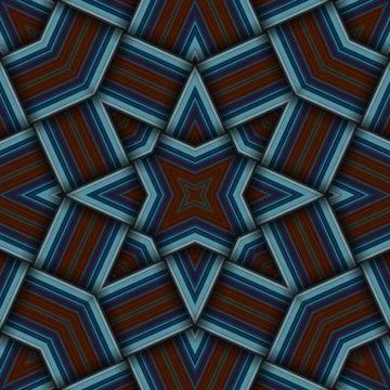Seamless woven star pattern of stripes and lines. Square abstract pattern. Stock Photos