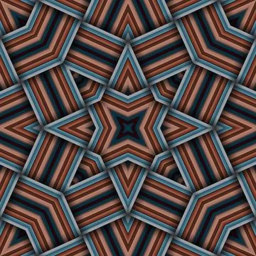 Seamless woven star pattern of stripes and lines. Square abstract pattern. Stock Photos
