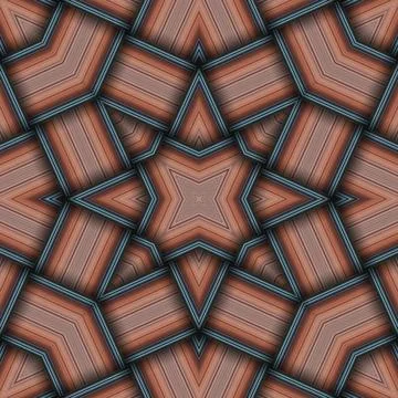 Seamless woven star pattern of stripes and lines. Square abstract pattern. Stock Photos