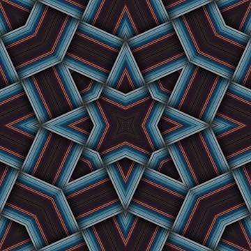 Seamless woven star pattern of stripes and lines. Square abstract pattern. Stock Photos