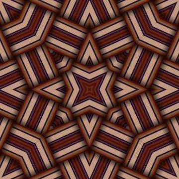 Seamless woven star pattern of stripes and lines. Square abstract pattern. Stock Photos