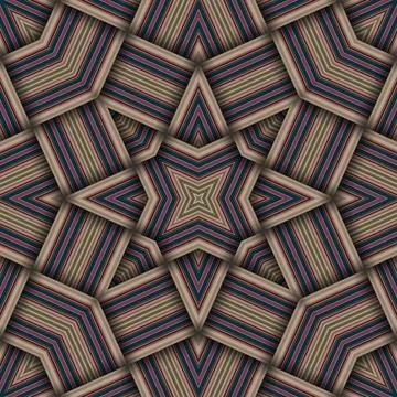 Seamless woven star pattern of stripes and lines. Square abstract pattern. Stock Photos