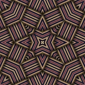 Seamless woven star pattern of stripes and lines. Square abstract pattern. Stock Photos