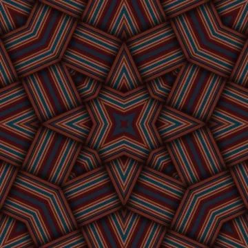 Seamless woven star pattern of stripes and lines. Square abstract pattern. Stock Photos