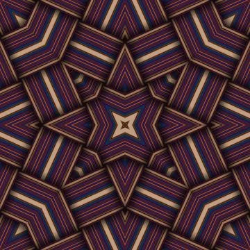 Seamless woven star pattern of stripes and lines. Square abstract pattern. Stock Photos