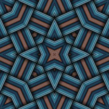 Seamless woven star pattern of stripes and lines. Square abstract pattern. Stock Photos