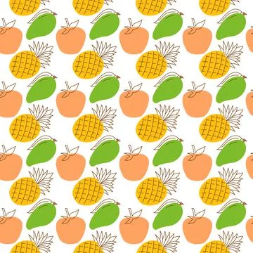Seamless wrap pattern fruit element. Elegant seamless pattern with orange, ma Stock Illustration
