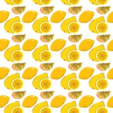 Seamless wrapping fruit elements lemon, Lime slices . orange seamless pattern Stockillustratie
