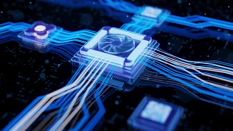 Seamless X-ray animation of a transparent processor chip Stock Footage 344160196