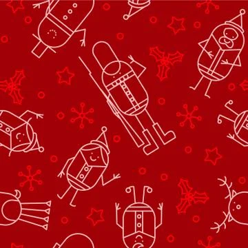Seamless xmas characters Stock Illustration