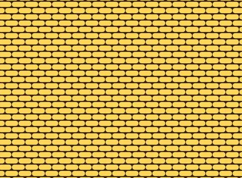Seamless Yellow Brick Pattern Background With Rounded Rectangular Tiles And.. イラスト素材