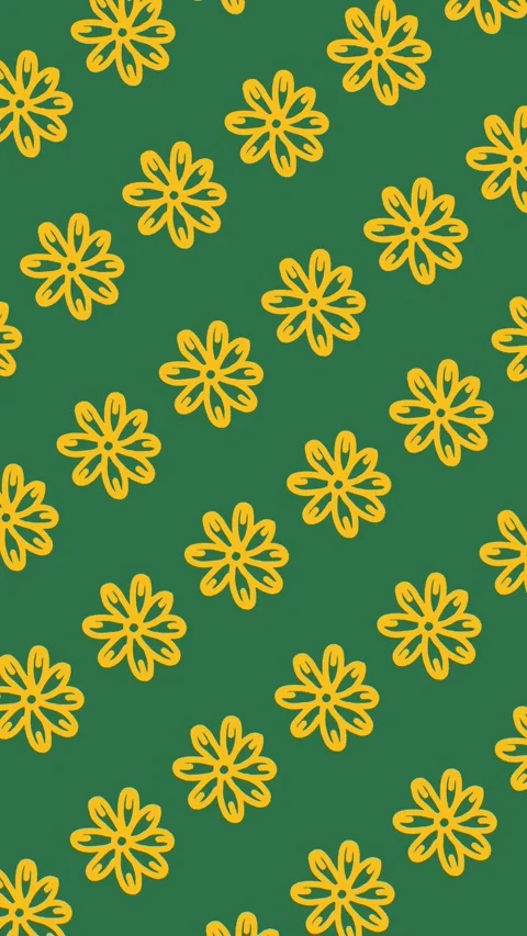 Seamless yellow daisy floral pattern on abstract vertical dark green background Stock Footage 340244894