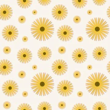 Seamless Yellow Daisy Flower Pattern Background Stock Illustration