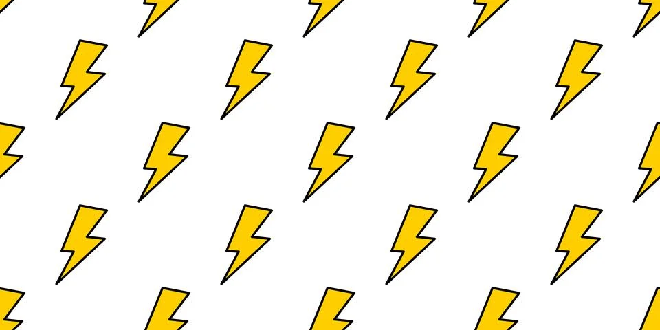 Seamless yellow flash icon pattern, repeats vertically and horizontally Stock Illustration