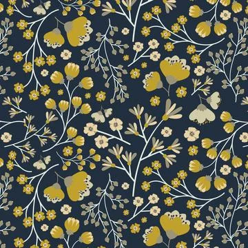 Seamless Yellow Floral Pattern Illustrazione stock