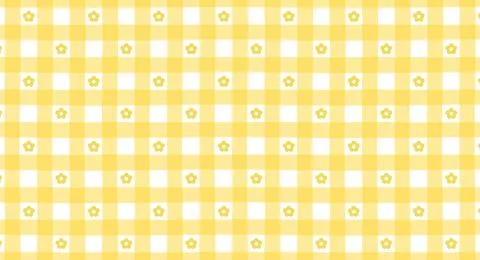 Seamless yellow gingham pattern with daisy flowers. Cute spring background .. Stock Illustration