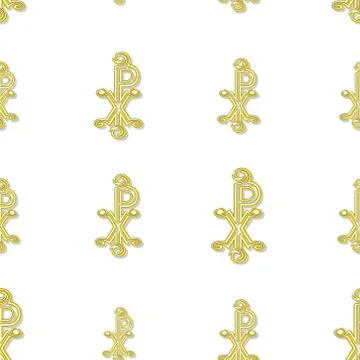 Seamless yellow labarum pattern  on white Stock Illustration