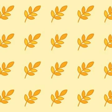 Seamless yellow leaves pattern. Simple flat botanical design with golden br.. Illustrazione stock