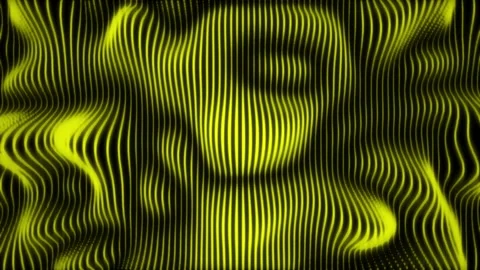 Seamless yellow lined waving floating surface cyber data background loop. L.. Stock Footage 275936733