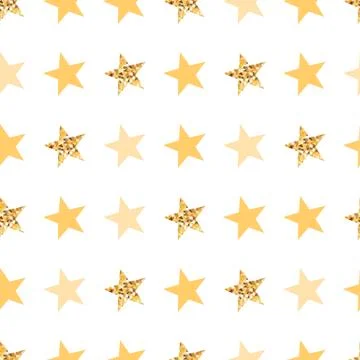 Seamless yellow pattern with gold yellow stars Vector illustration Sunny back Stock Illustration