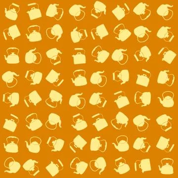 Seamless Yellow Pattern with Kettle Stock Illustration
