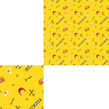 Seamless yellow pattern for Labor Day holiday with pattern unit. Stock Illustration