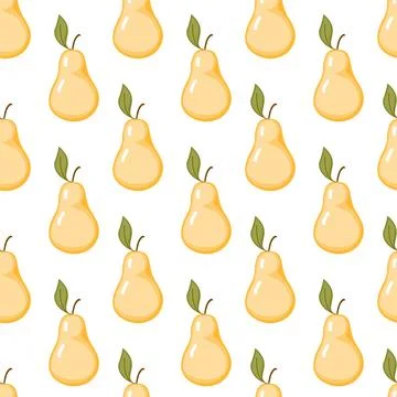 Seamless Yellow Pear Pattern in Cute Hand-Drawn Style Illustrazione stock