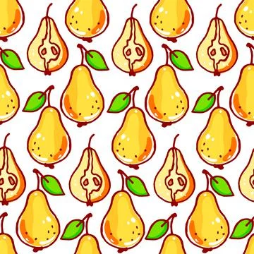 Seamless yellow pears Stock Illustration