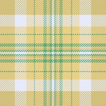 A seamless yellow plaid pattern featuring soft green and white stripes. This  Stock Illustration