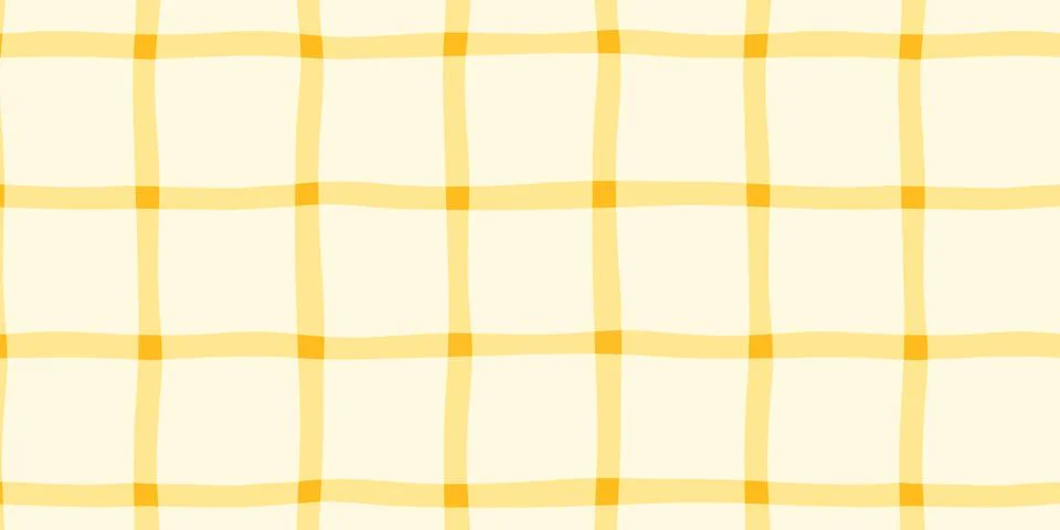 Seamless yellow wavy gingham grid pattern. Cute checkered vector background.. Illustrazione stock