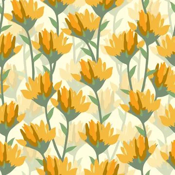 Seamless yellow wild flowers pattern background , greeting card or fabric Stock Illustration